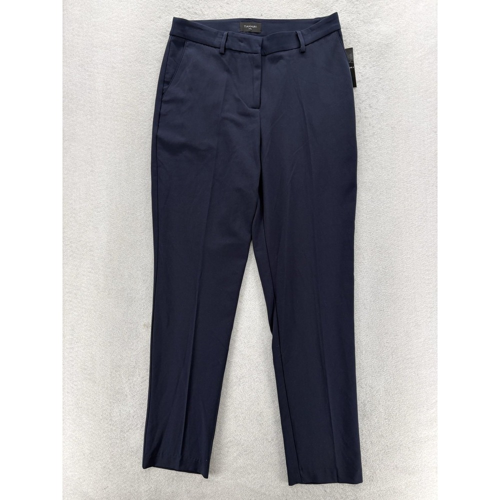 Tahari ASL Classic Dress Pants Womens 6 Navy Twill Straight Stretch Career NWT